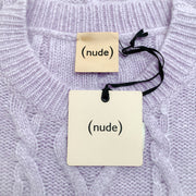 nude Wool Cable Cold Shoulder Lilac Sweater