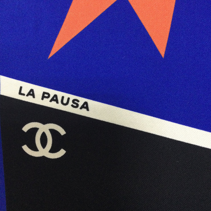 Chanel Blue La Pausa Silk Scarf/Wrap