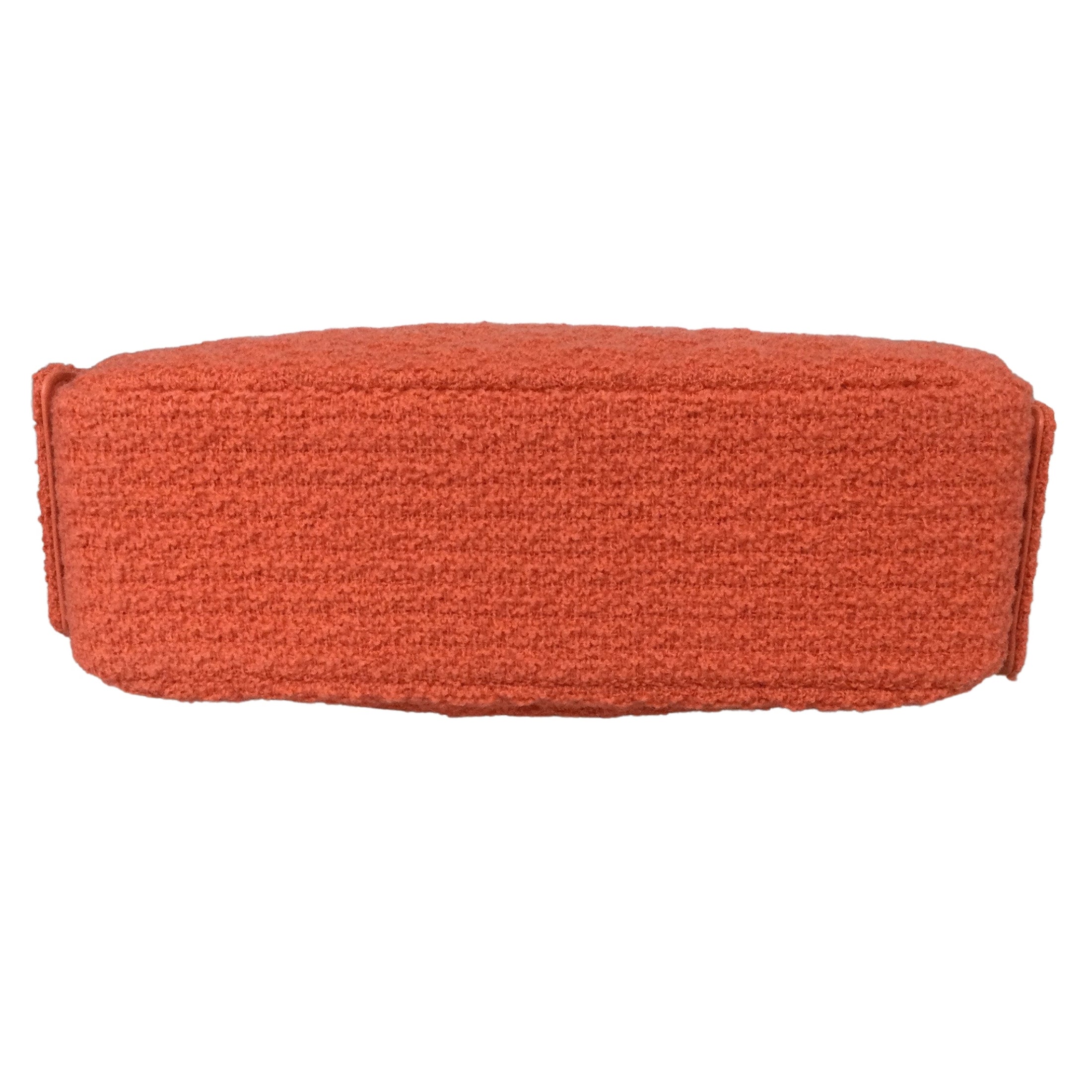 Chanel Boucle 2020 Bright Coral Knit Shoulder Bag