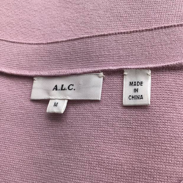 A.L.C. Long Sleeved V-neck Stretchy Knit Button-down Cardigan Lilac Sweater