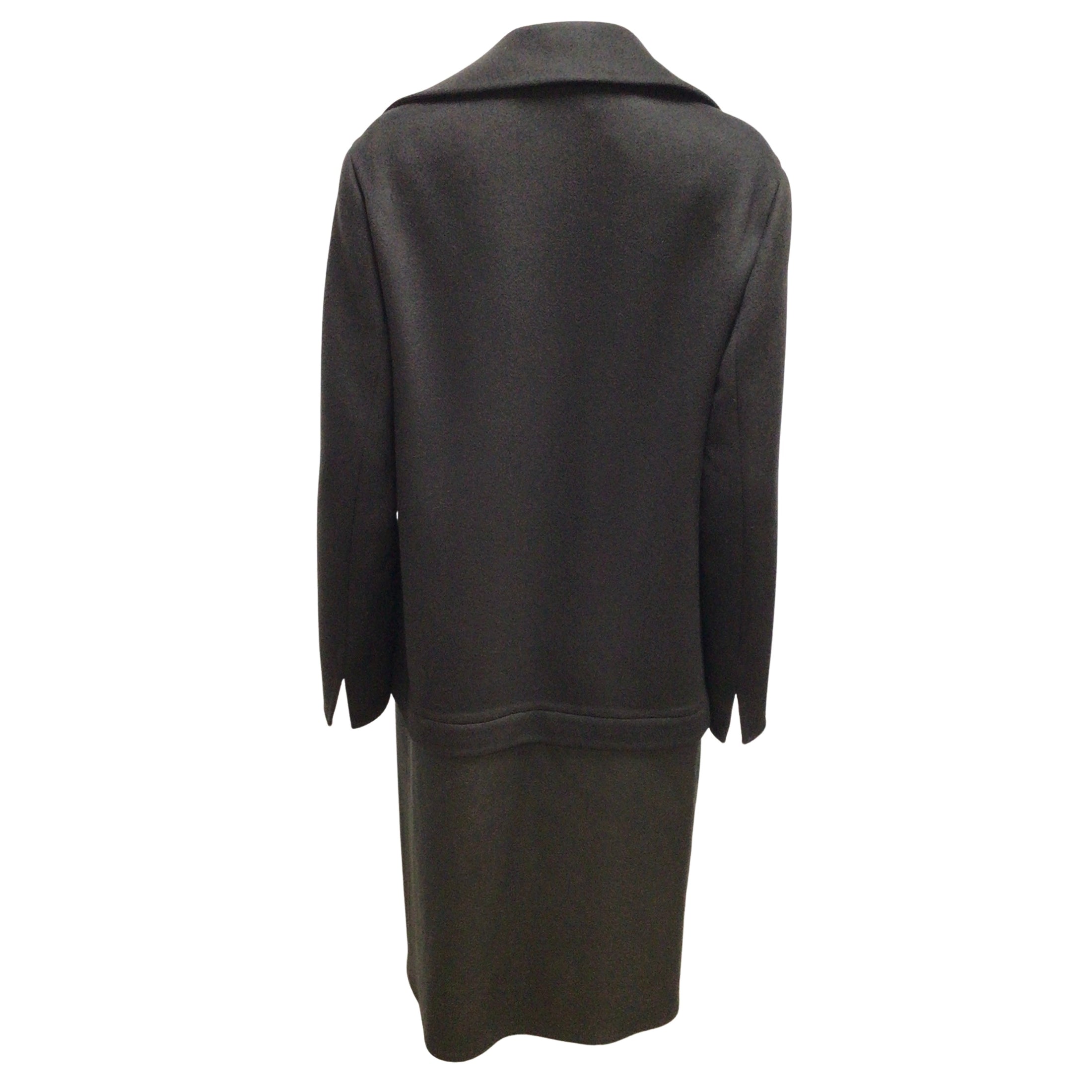 Akris Brown Adonia Double Breasted Lambskin Leather Trimmed Mid-length Cashmere Coat
