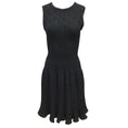 Load image into Gallery viewer, Alaia Paris Black and Green Metallic Sleeveless Flared Wool Knit Dress
