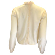 Chanel Ivory Vintage 2001 Tie-Neck Pleated Detail Long Sleeved Silk Blouse