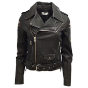 A.L.C. Black Leather Benson Floral Embroidered Moto Zip Jacket