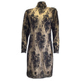 Load image into Gallery viewer, Valentino Vintage Beige and Black Long Sleeved High Neck Lace Dress
