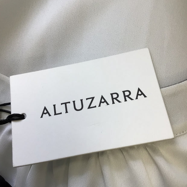 Altuzarra Ivory / Black Studded Lace-Up Crepe Top