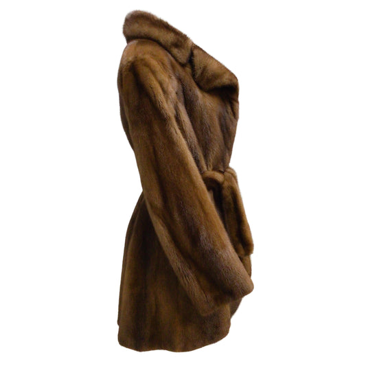 Co. Brown Belted Mink-fur Trench Coat