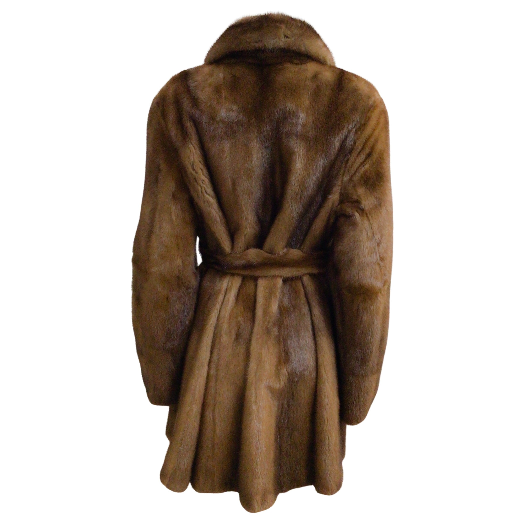 Co. Brown Belted Mink-fur Trench Coat
