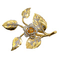 Load image into Gallery viewer, Valentino Gold Crystal Embellished Gilded Rose Brooch
