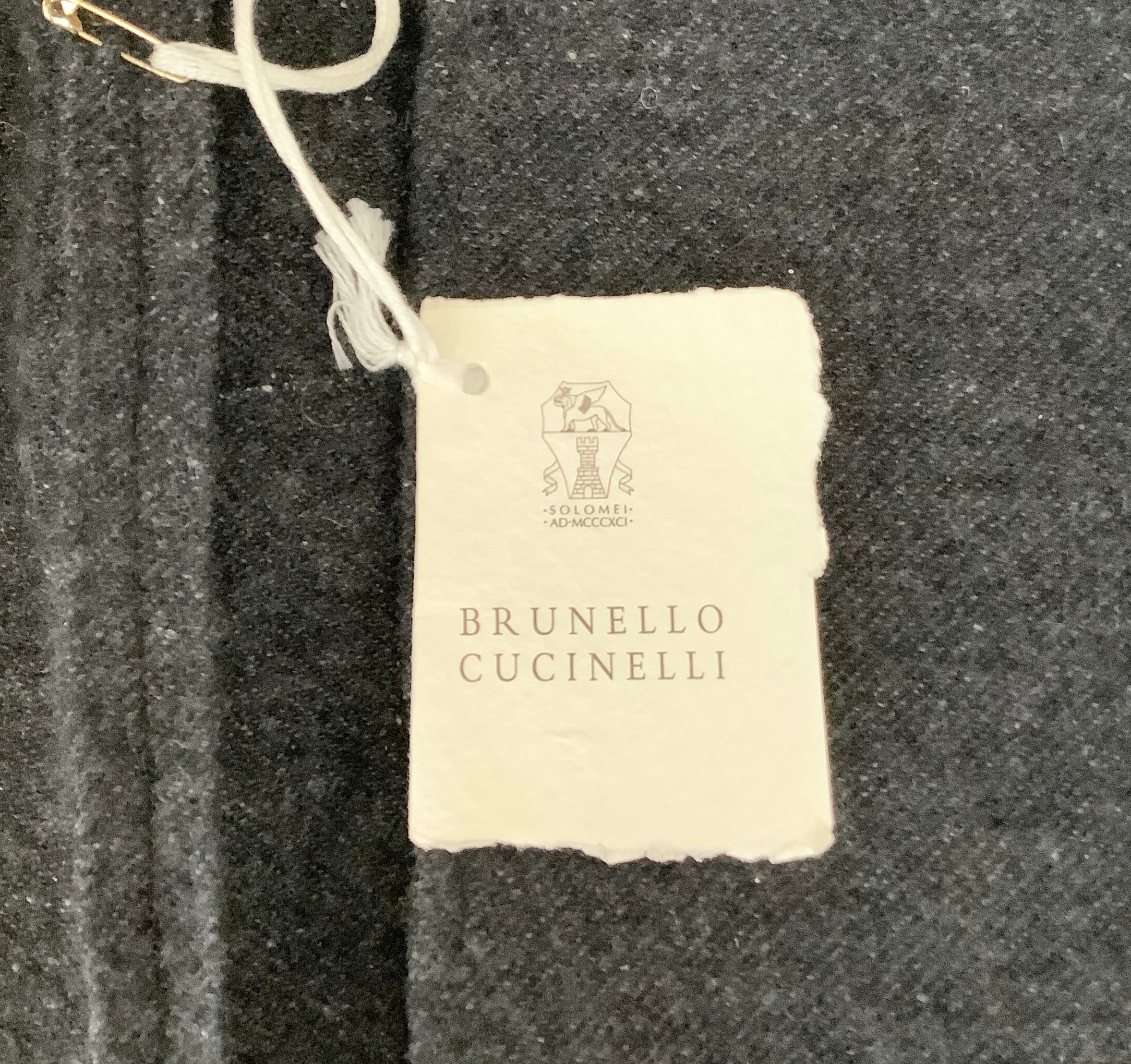 Brunello Cucinelli Grey Hooded Cashmere with Satin Belt Coat