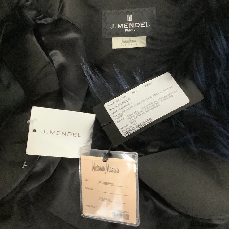 J. Mendel Navy Blue / Black Fur Convertible Coat