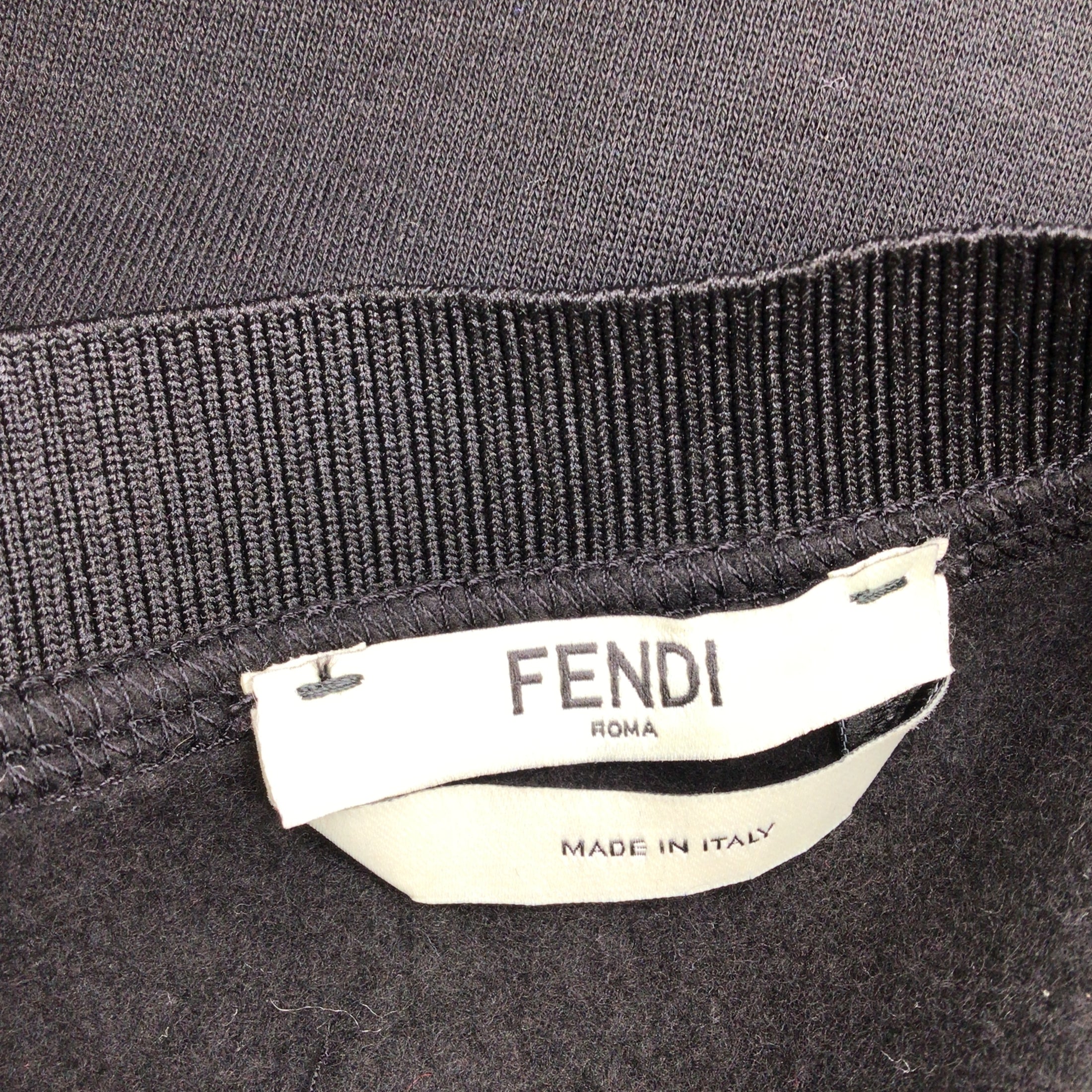 Fendi x Karl Lagerfeld 'Karl Monster' Black Mink Fur Embellished Long Sleeved Cotton Sweatshirt / Sweater