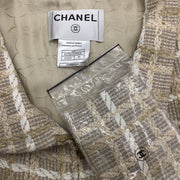Chanel Tan Spring 2001 Tweed Epaulet Vest