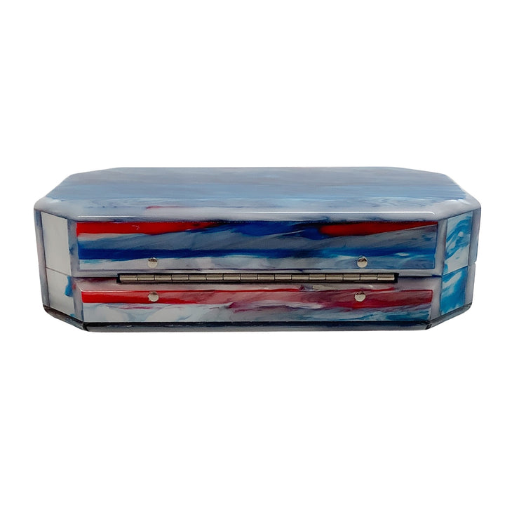 Edie Parker Fiona Faceted Blue / Red / White Plastic Clutch