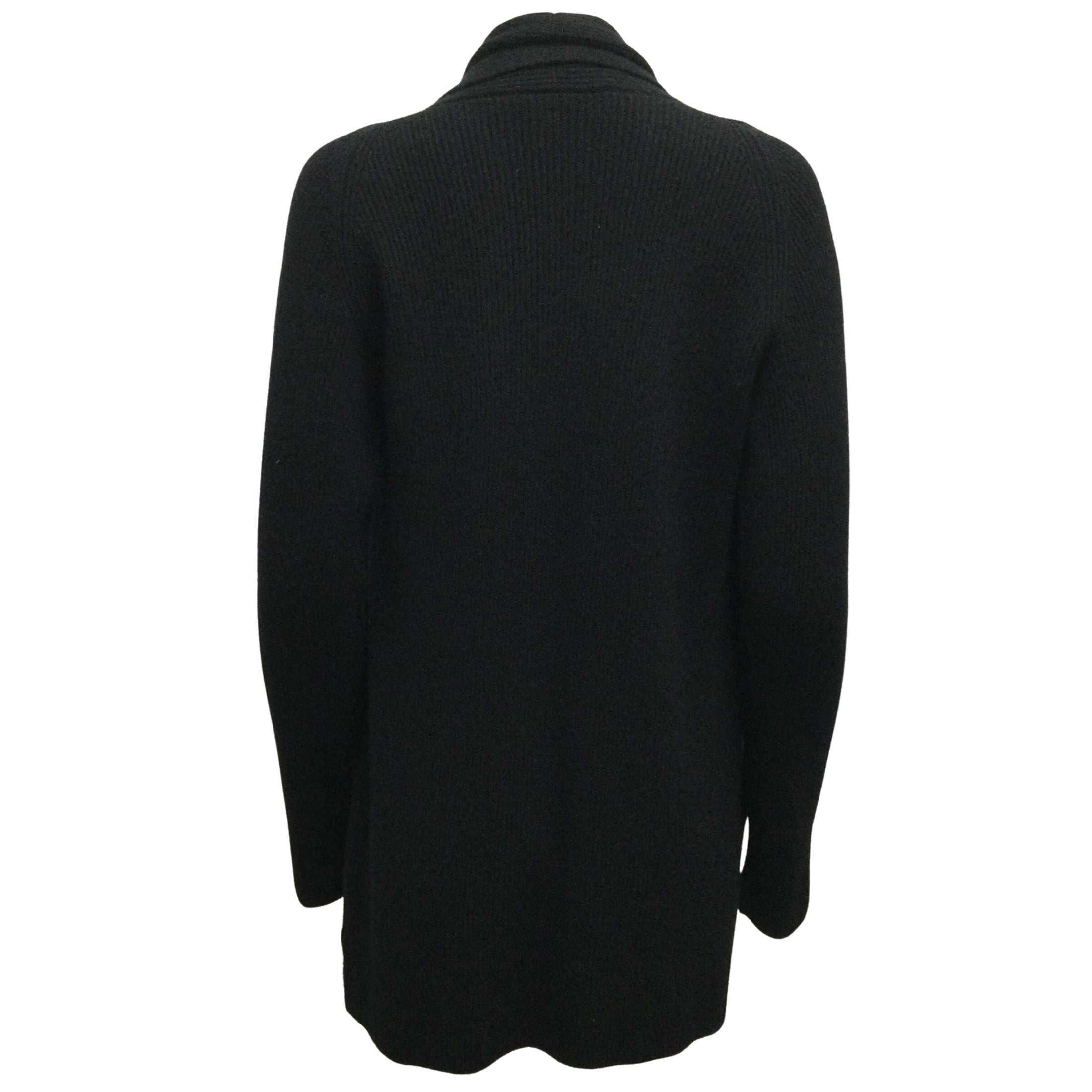 Misternic Long Sleeved Cashmere Ribbed Knit Black Sweater