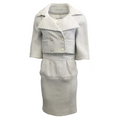 Load image into Gallery viewer, Chanel Grey and White Eyelet Dress with Jacket
