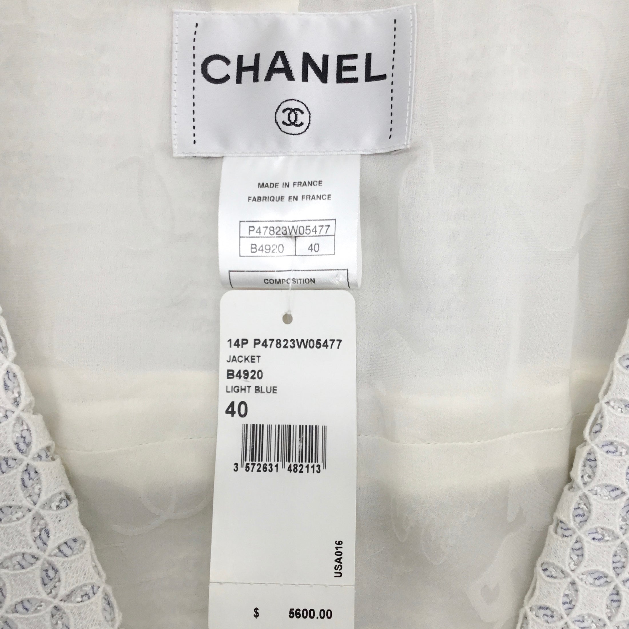 Chanel Grey and White Eyelet Dress with Jacket