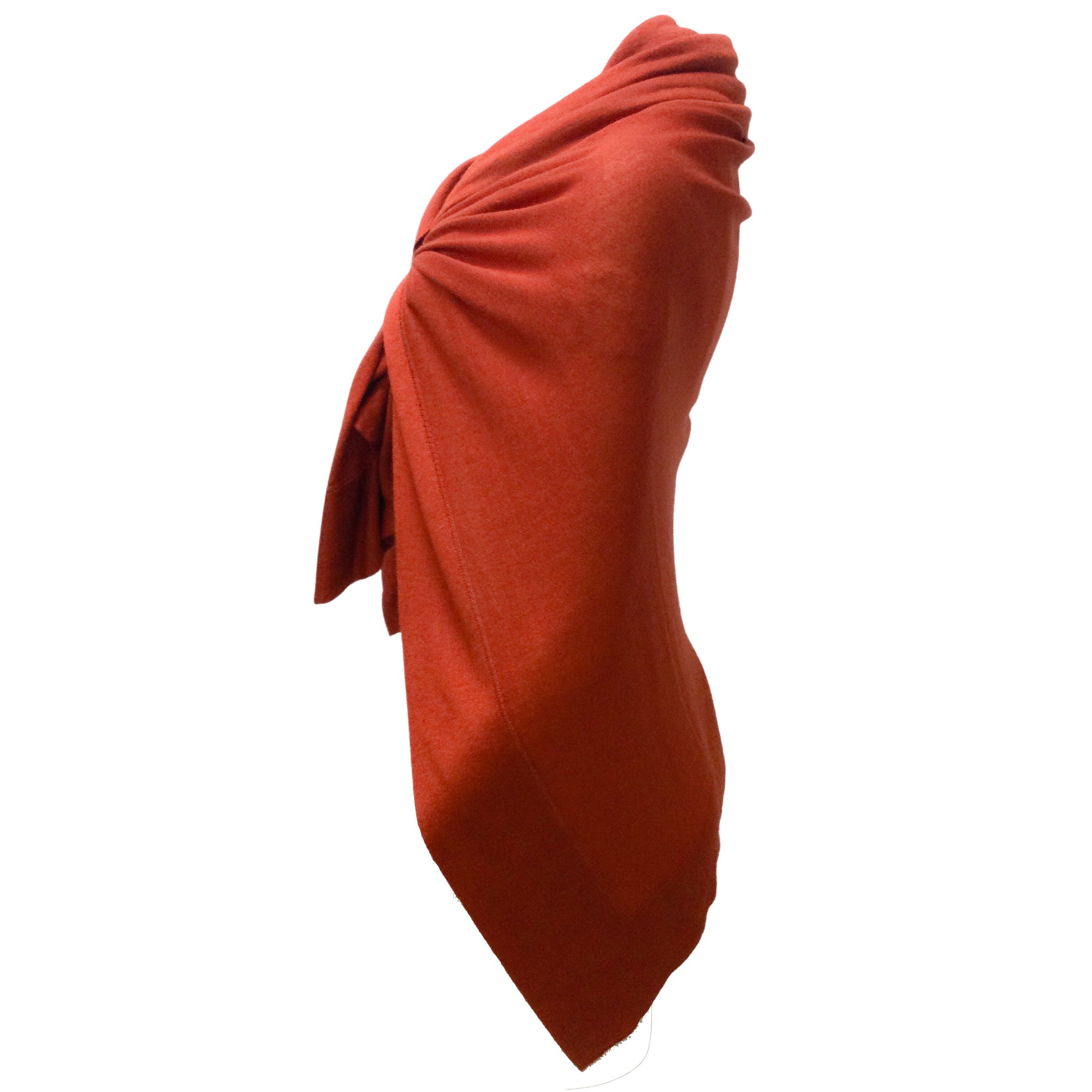 Oscar de la Renta Terracotta / Burnt Orange Cashmere and Silk Knit Square Scarf/Wrap