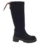 See By Chloe Black Lace-Up Detail Tall Suede Leather Boots