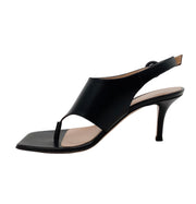 Gianvito Rossi Black Leather Thong Slingback Sandals