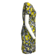 Erdem Yellow & Blue Floral Print Short Casual Dress