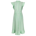 Load image into Gallery viewer, Rochas Mint Green Shirley Cap Sleeved Ruffled Silk Midi Dress
