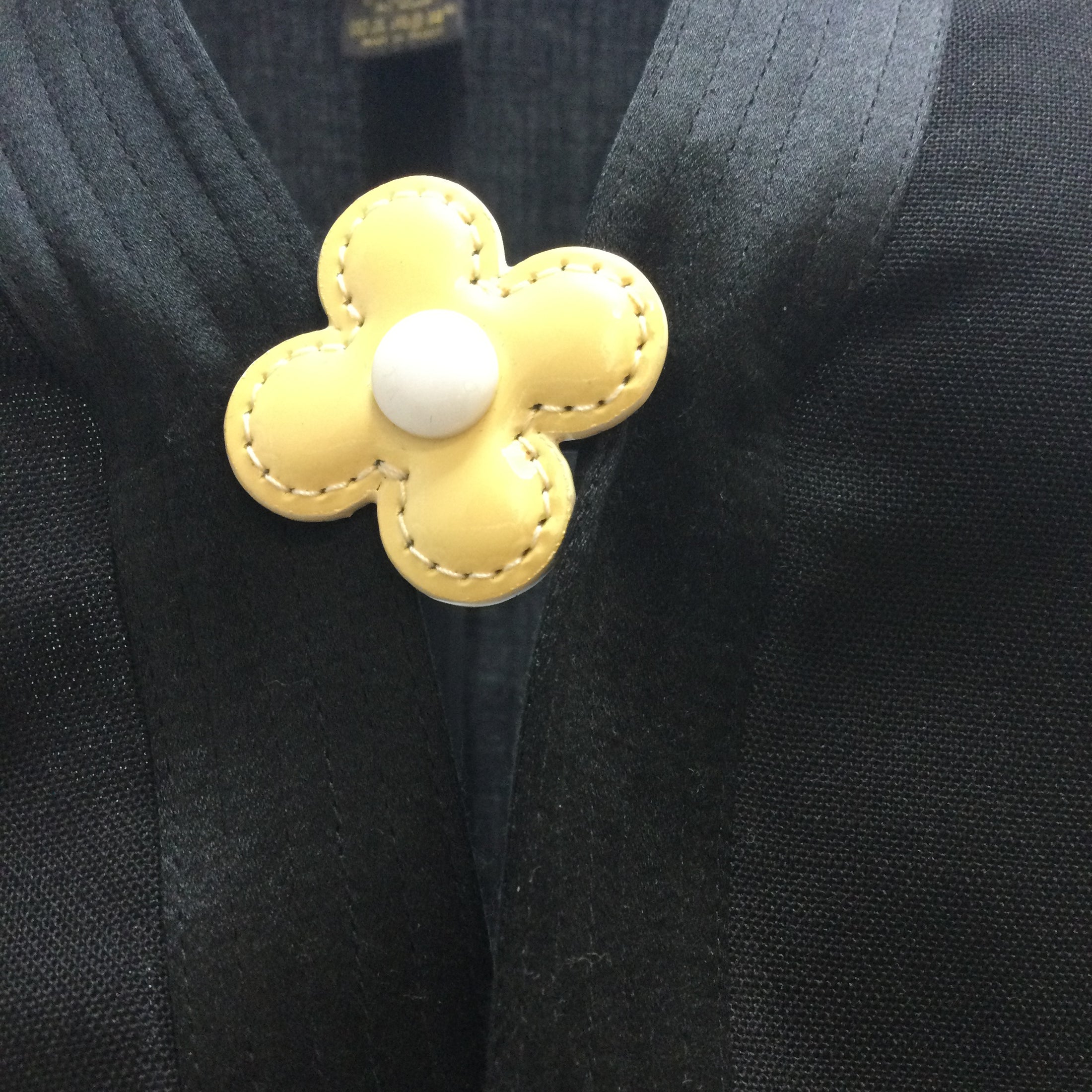 Louis Vuitton Black / Yellow Floral Buttoned Silk Trim Blazer