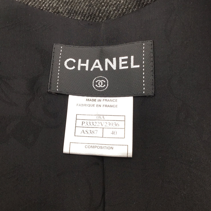 Chanel Charcoal Grey Wool Tweed Vest