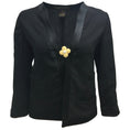 Load image into Gallery viewer, Louis Vuitton Black / Yellow Floral Buttoned Silk Trim Blazer
