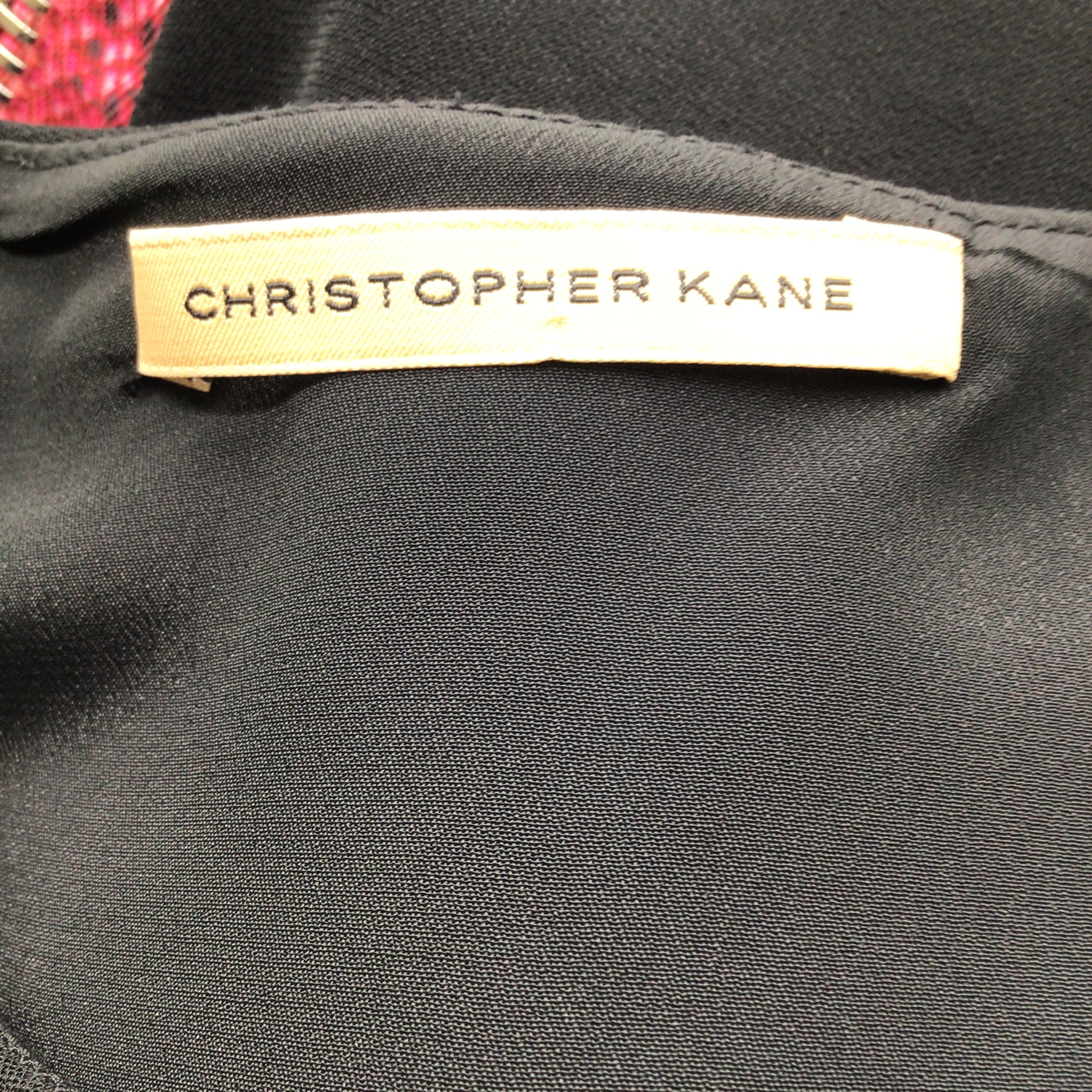 Christopher Kane Black / Pink Snake Print Zipper Detail Sleeveless Crepe Dress