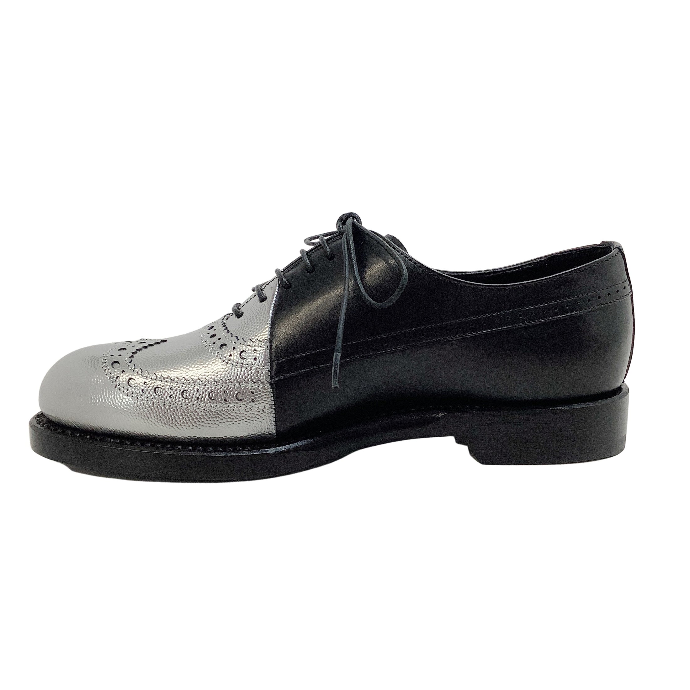 Pierre Hardy Silver / Black Brogue Wing Tip Oxfords