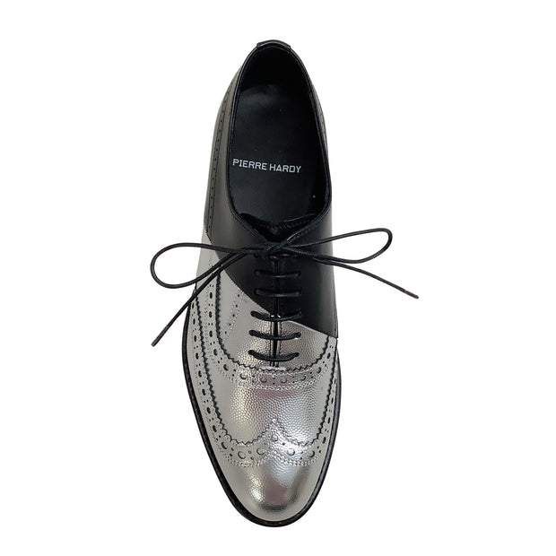 Pierre Hardy Silver / Black Brogue Wing Tip Oxfords