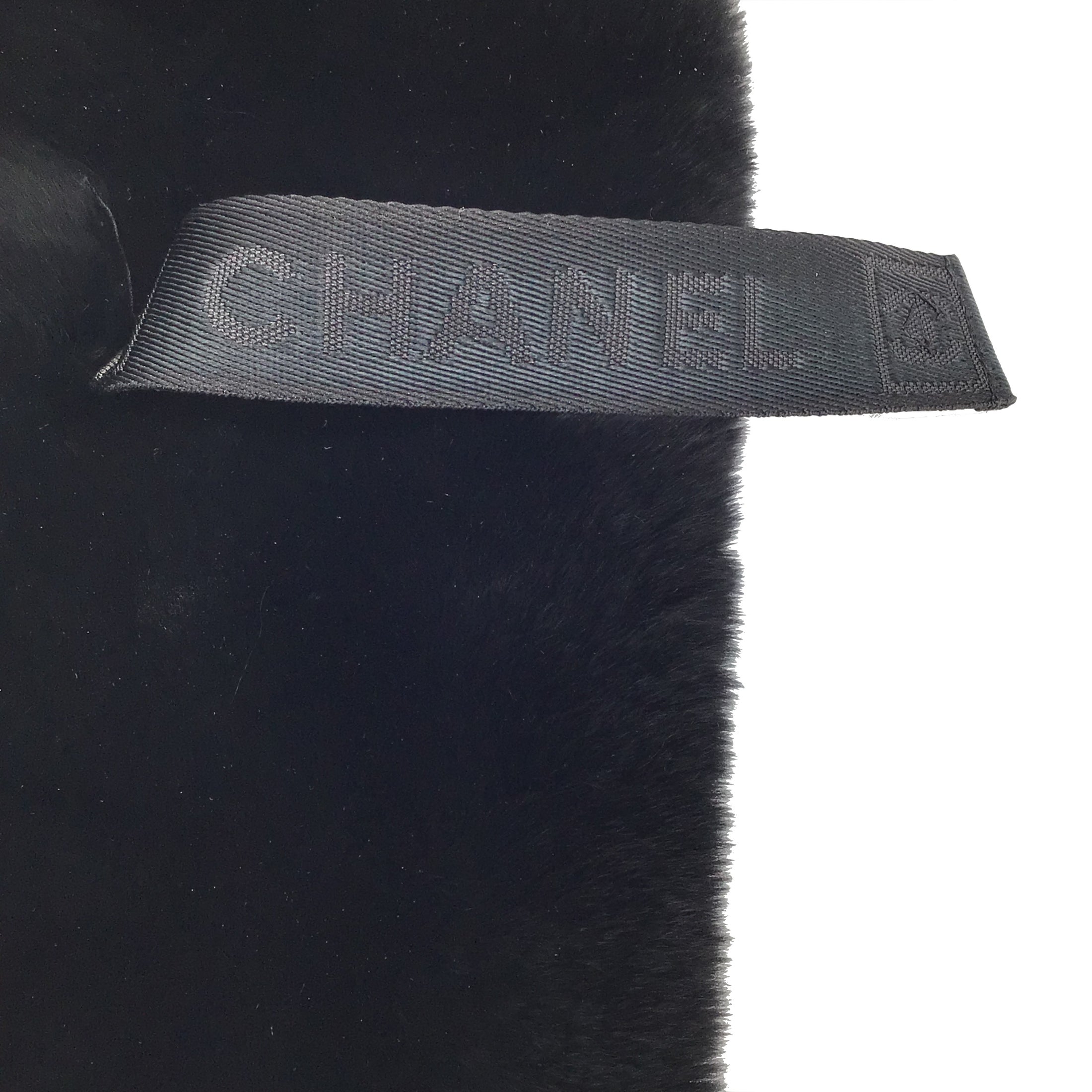 Chanel Black Rex Rabbit Fur Collar / Scarf