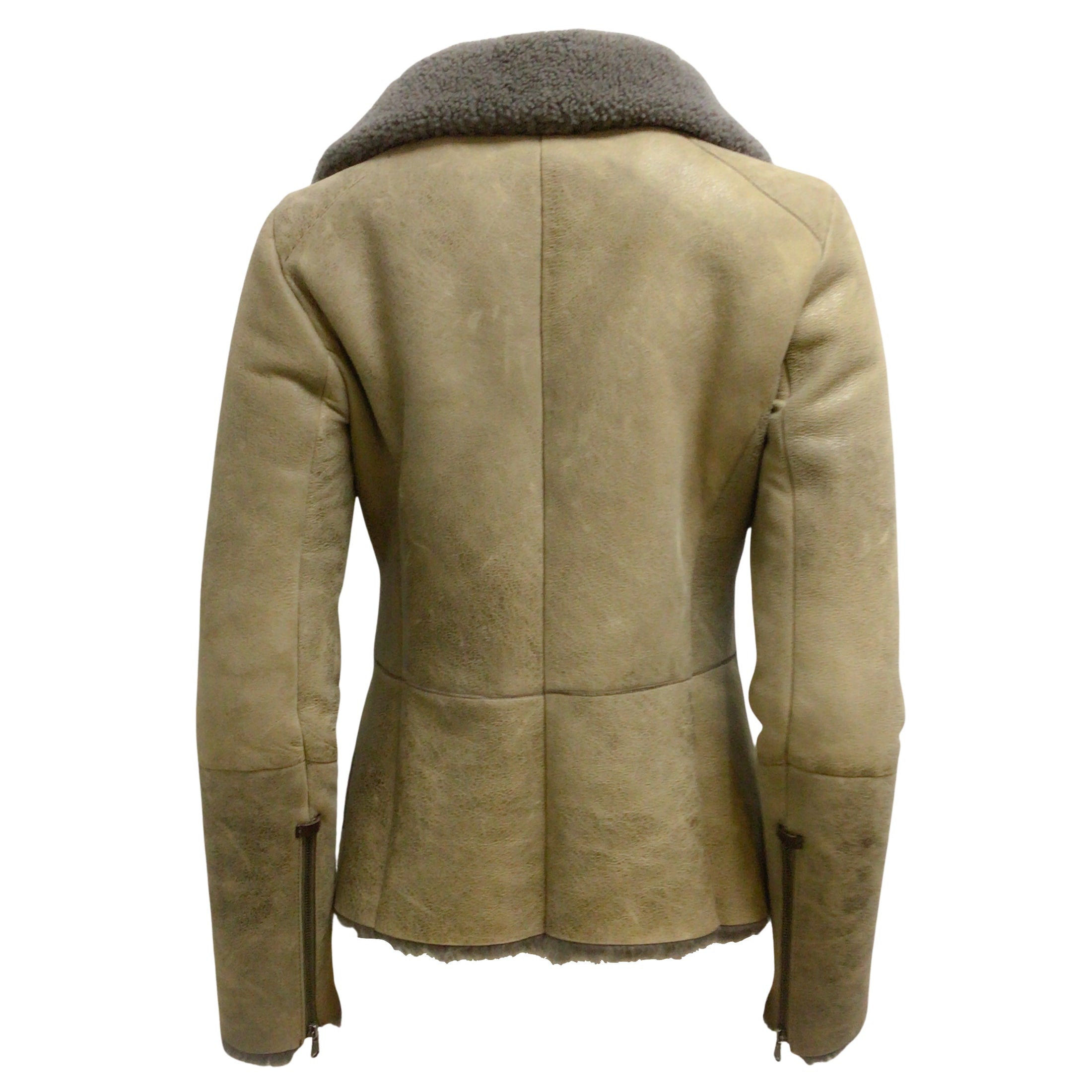 Vespucci Taupe Full Zip Shearling Jacket