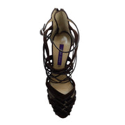 Ralph Lauren Collection Bliara Dark Brown Suede & Leather Sandals