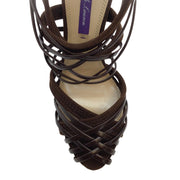 Ralph Lauren Collection Bliara Dark Brown Suede & Leather Sandals
