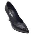 Load image into Gallery viewer, Chanel Black Pointed Toe Knot Heeled Leather Pumps
