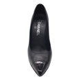 Load image into Gallery viewer, Chanel Black Pointed Toe Knot Heeled Leather Pumps
