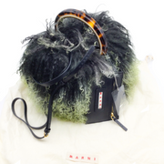Marni Pannier Mongolian Green Lamb Fur Cross Body Bag