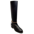 Load image into Gallery viewer, Pierre Hardy Black Leather Tall Pull On Boots With Gold Zipper Detail
