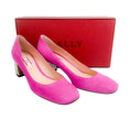 Load image into Gallery viewer, Bally Pink Suede Emily Pumps With Silver Block Heel
