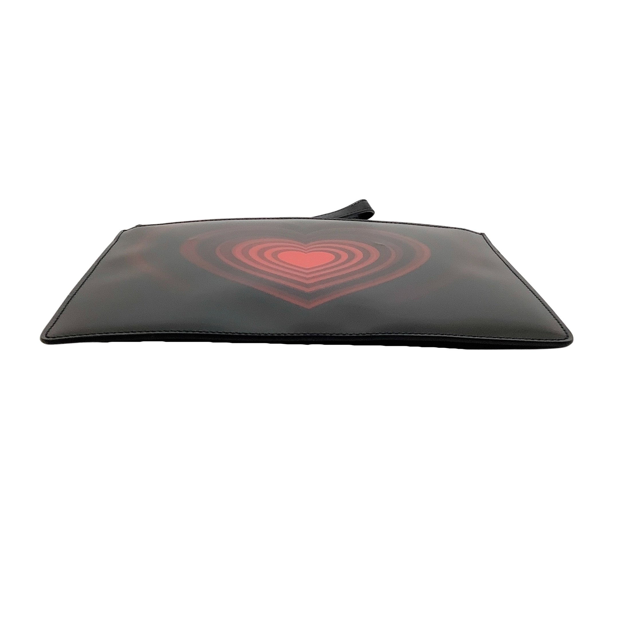 Christopher Kane Black Red Wristlet with Iridescent Heart