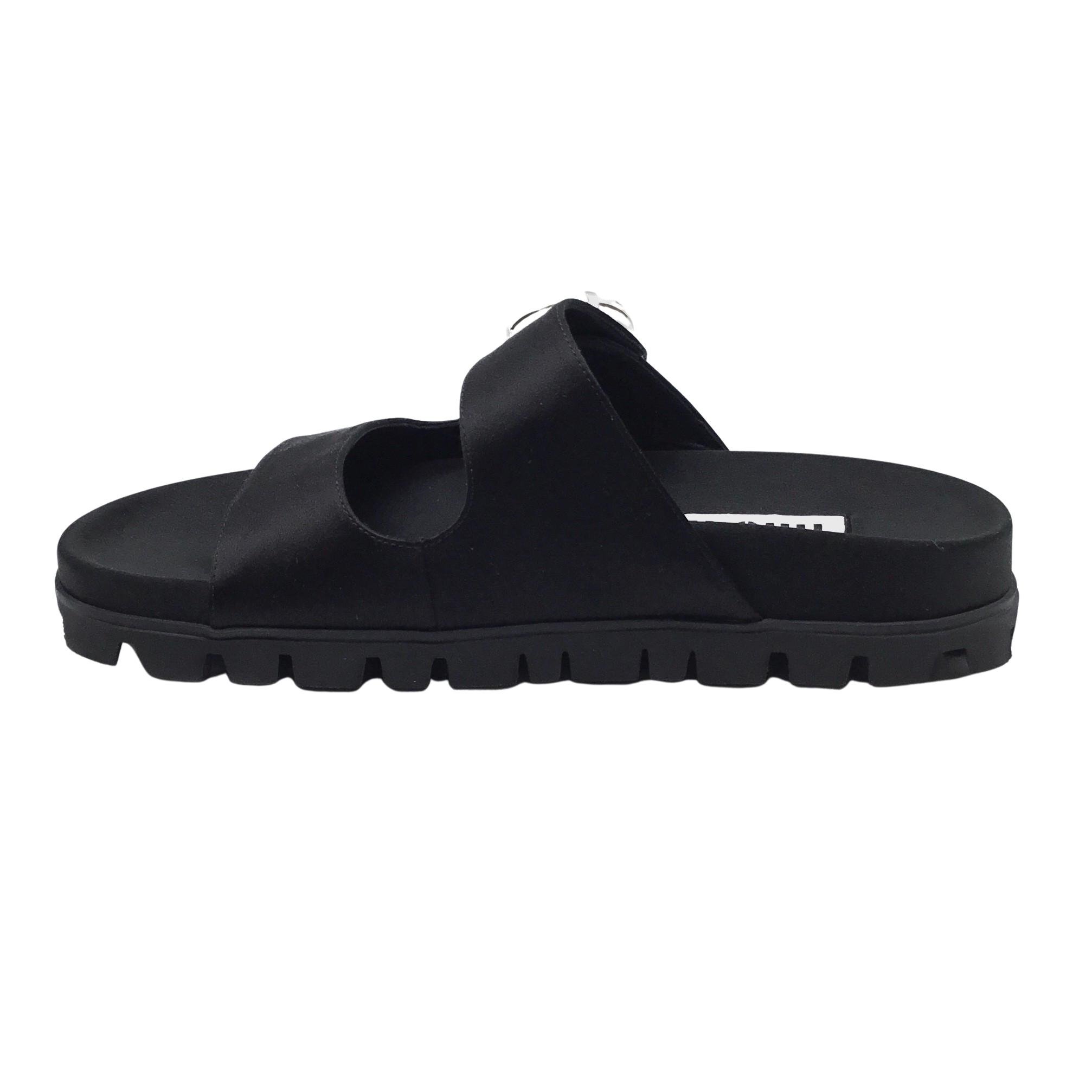 Miu Miu Black Crystal Button Slide Sandals
