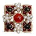 Load image into Gallery viewer, Chanel Burgundy Gripoix and Pearl Square Brooch
