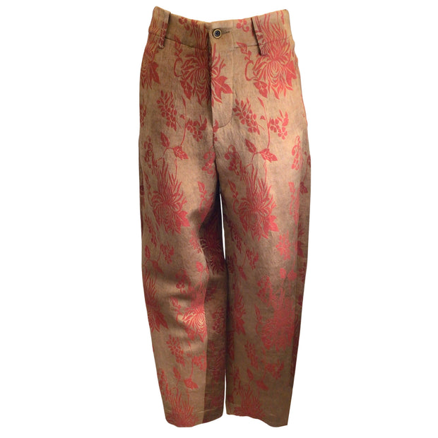 Uma Wang Mustard / Red Puni Leocrate Floral Jacquard Pants