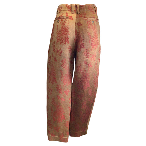 Uma Wang Mustard / Red Puni Leocrate Floral Jacquard Pants