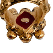 Chanel Burgundy with Gold Logo and Pearl Ring