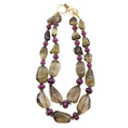 Load image into Gallery viewer, Bounkit Smokey Quartz and Ruby Double Strand Necklace
