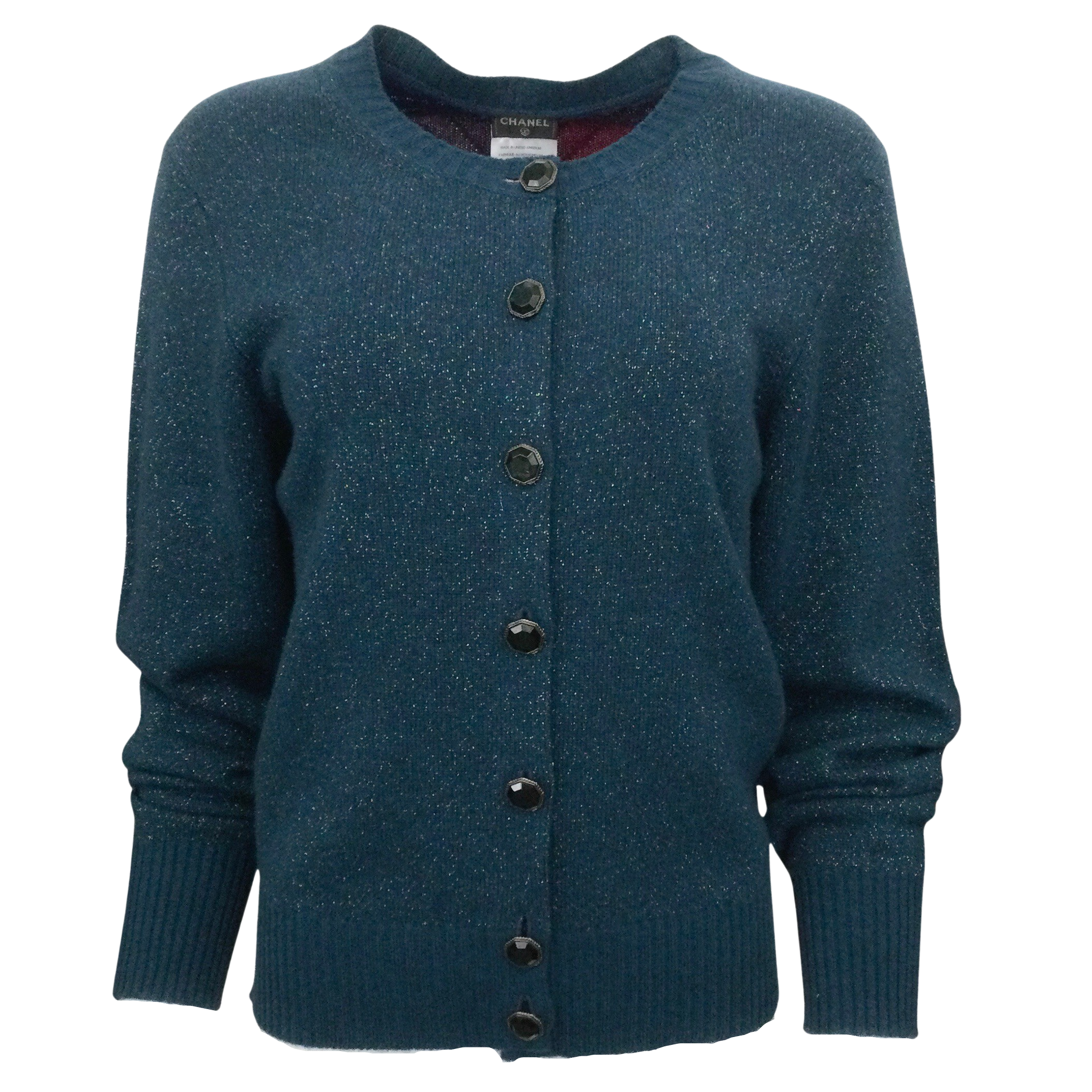 Chanel Dark Turquoise Cashmere Shimmer Cardigan