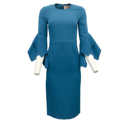 Roksanda Blue / Black Flutter Sleeve Work/Office Dress